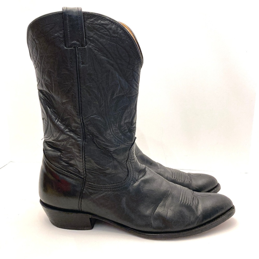 Nocona 7501 Black Deertan Leather Western Boots Mens 13 B Narrow Soft Pull On